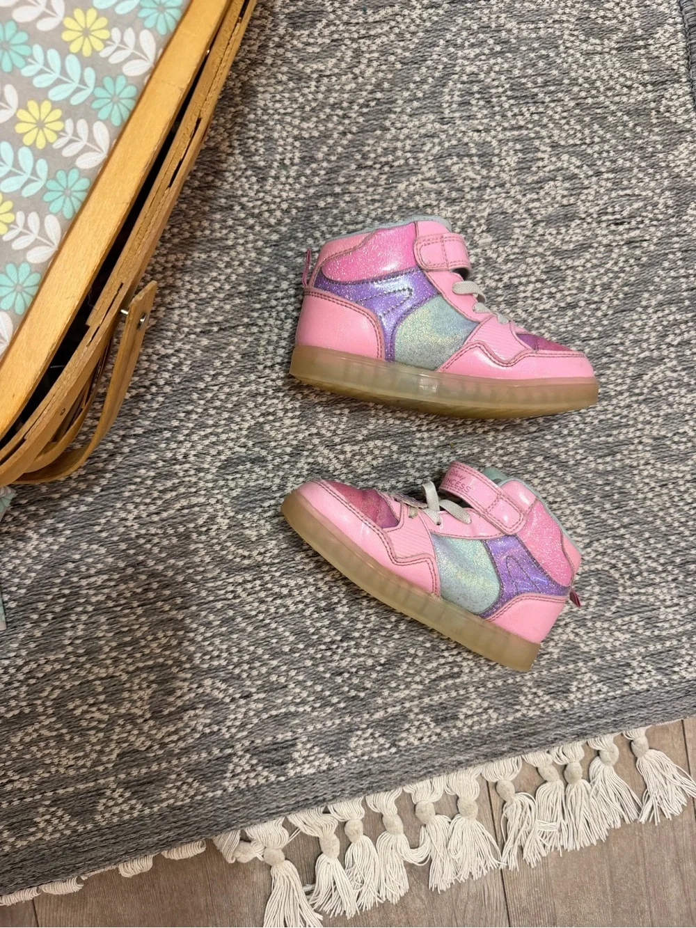 Y2K Disney Princess Light Up High-Top Sneakers Sz 11 Multi Princess Lights Work